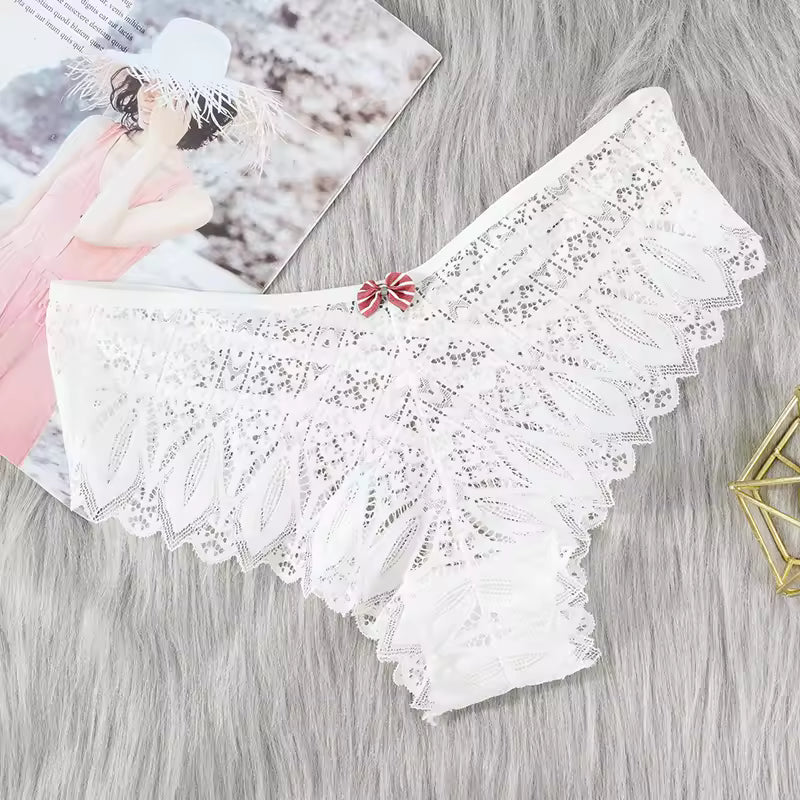 Lace Low-Waist Hollow Out Cross Seamless Panties Underwear