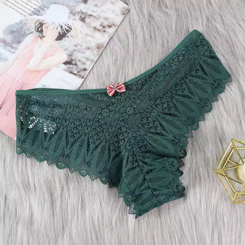 Lace Low-Waist Hollow Out Cross Seamless Panties Underwear