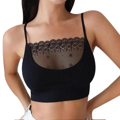 Lace Patchwork Seamless Bustier Wrap Top Tube Spaghetti Strap Chest Crop Tops