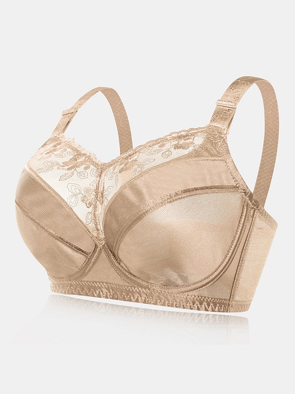Lace Plus Size Transparent Ultra-thin Gather Push Up Bra