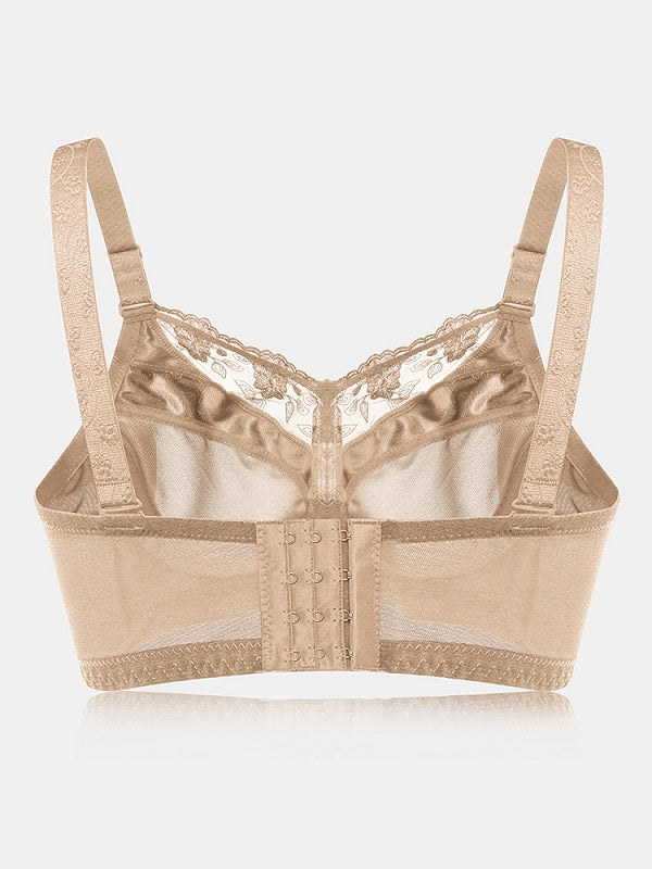 Lace Plus Size Transparent Ultra-thin Gather Push Up Bra