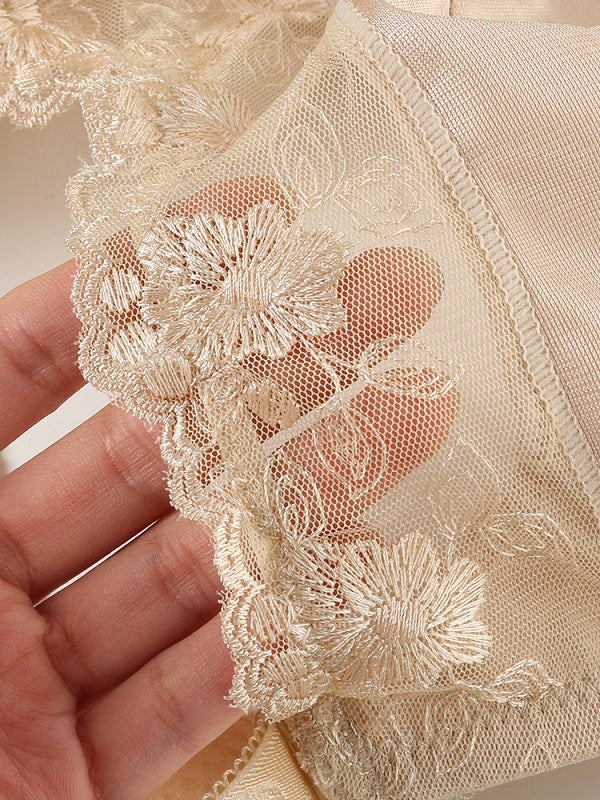 Lace Plus Size Transparent Ultra-thin Gather Push Up Bra