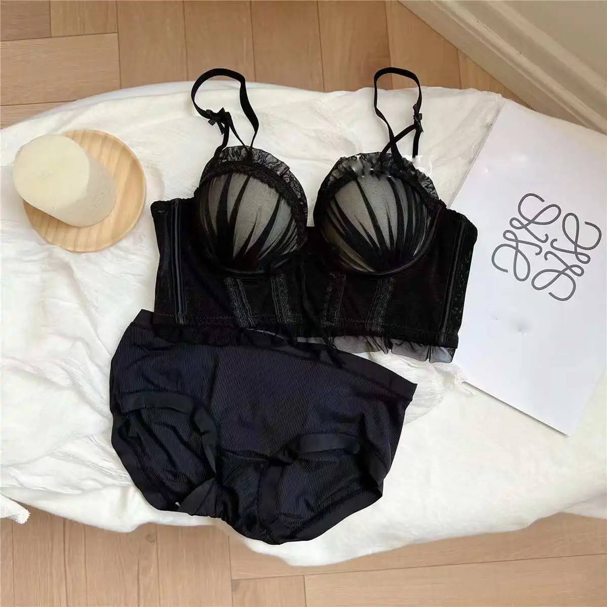 Lace Push Up For Small Large Chest Anti Sagging Comfort Lingerie Bralette Set