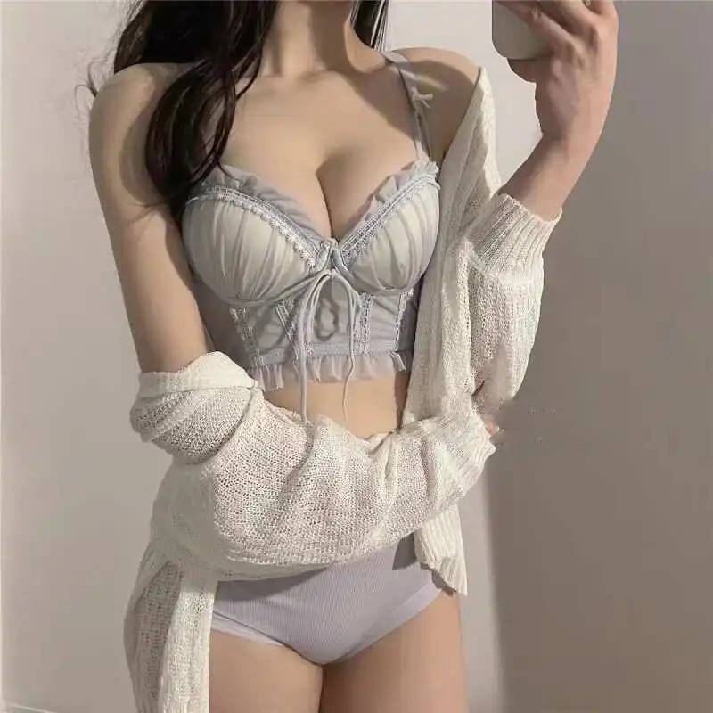 Lace Push Up For Small Large Chest Anti Sagging Comfort Lingerie Bralette Set