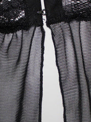 Lace Semi-Sheer Open Front Black Robe