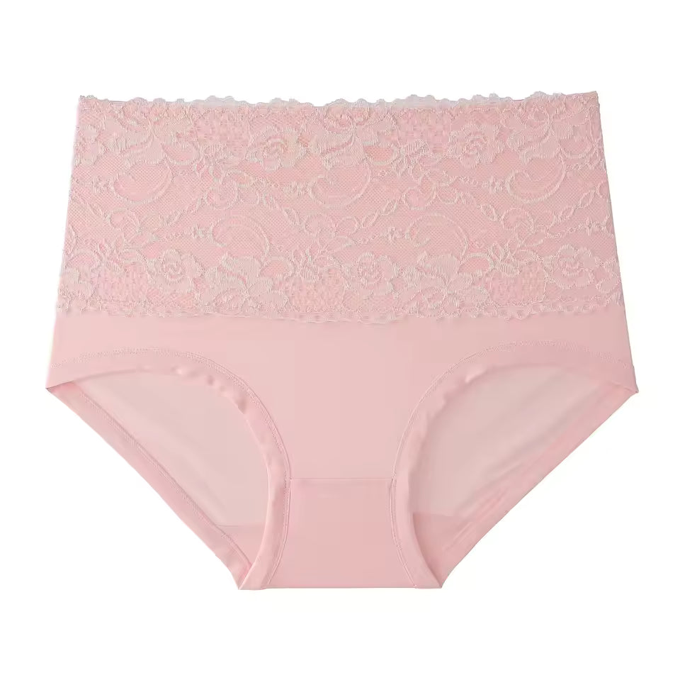 Lace Solid Color Soft Comfortable Breathable High Waisted Triangle Panties