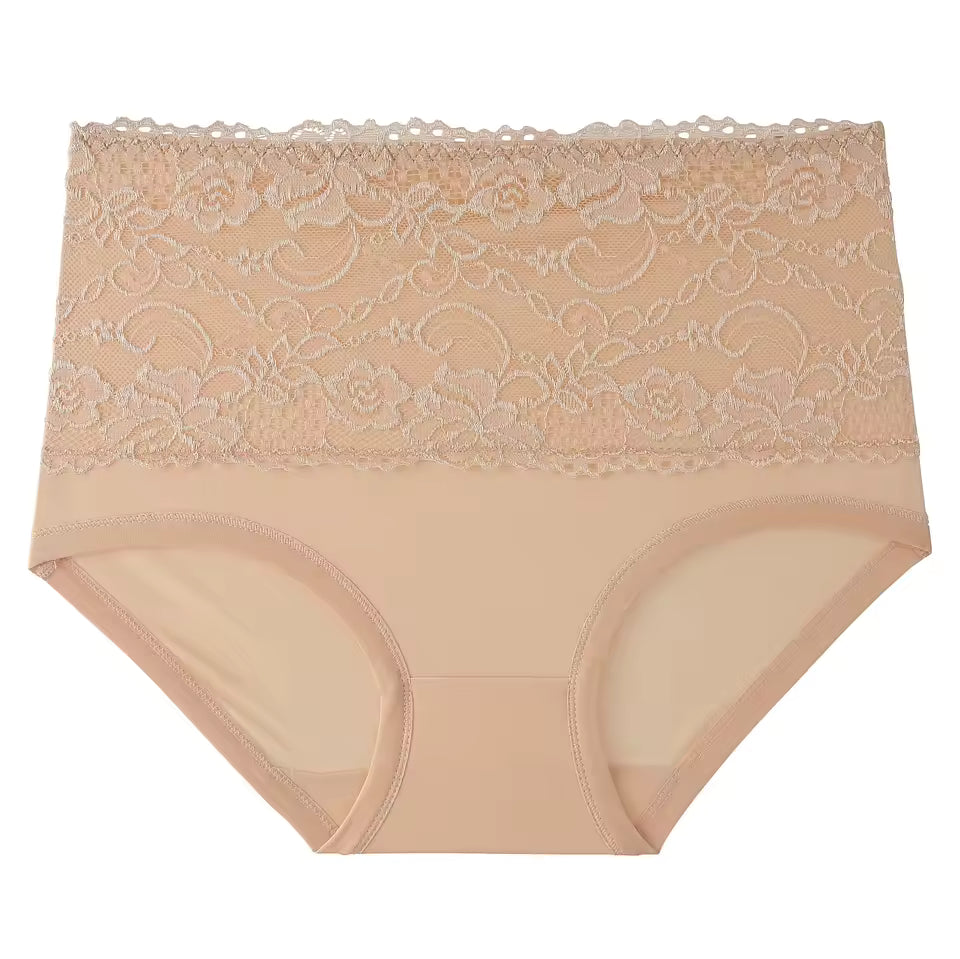 Lace Solid Color Soft Comfortable Breathable High Waisted Triangle Panties
