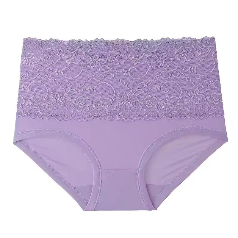 Lace Solid Color Soft Comfortable Breathable High Waisted Triangle Panties
