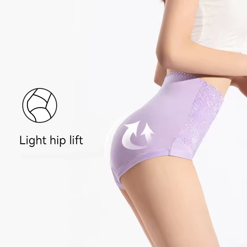 Lace Solid Color Soft Comfortable Breathable High Waisted Triangle Panties