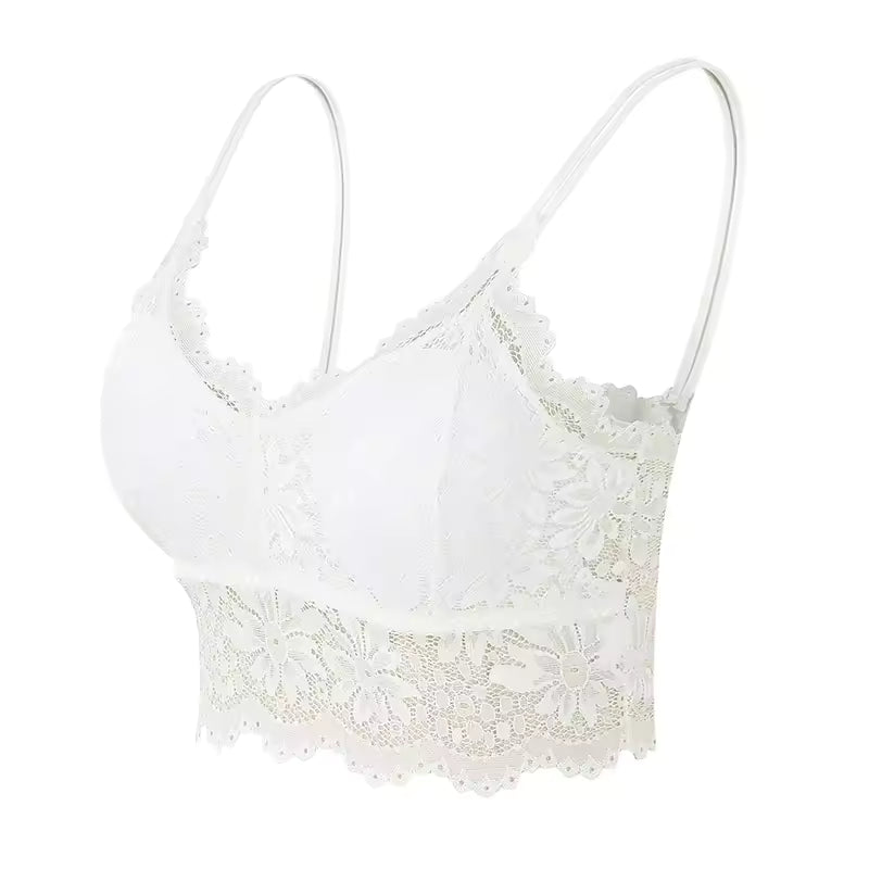 Lace Solid Color Underwear Vest Hollow Out Wireless Lingerie Seamless Bra