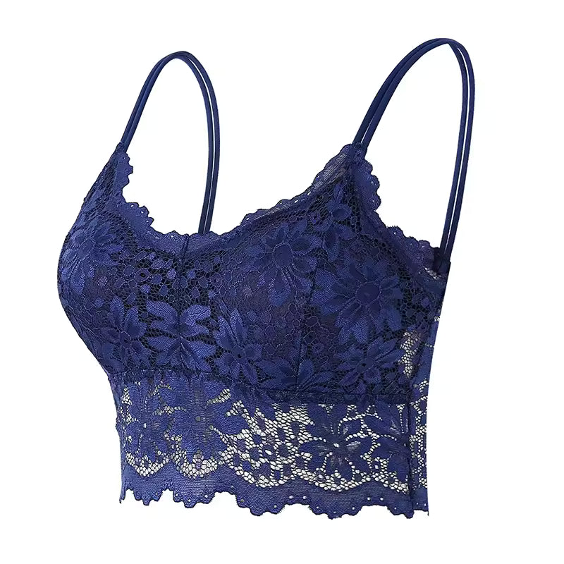 Lace Solid Color Underwear Vest Hollow Out Wireless Lingerie Seamless Bra