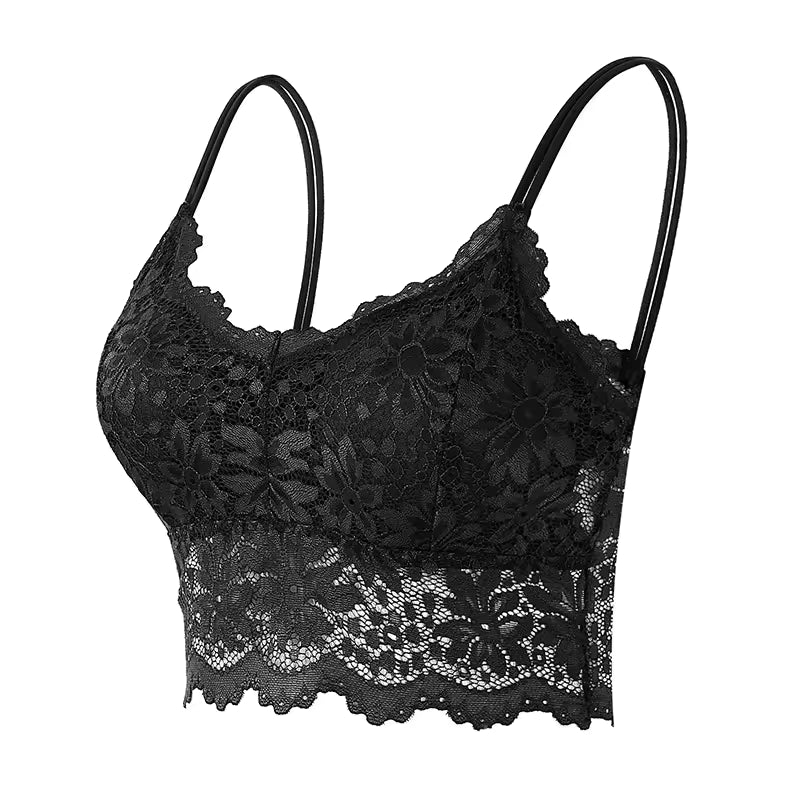 Lace Solid Color Underwear Vest Hollow Out Wireless Lingerie Seamless Bra
