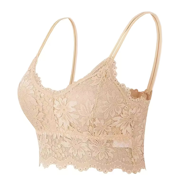 Lace Solid Color Underwear Vest Hollow Out Wireless Lingerie Seamless Bra