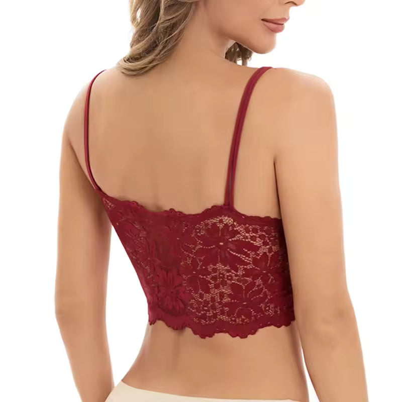 Lace Solid Color Vest Hollow Out Wireless Lingerie Seamless Bra