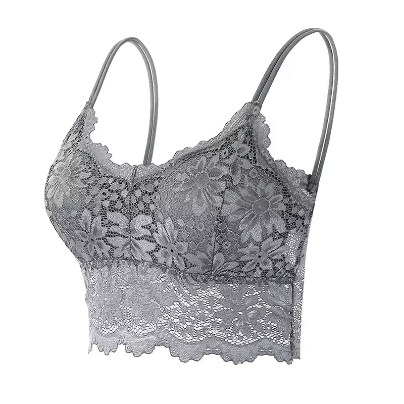Lace Solid Color Vest Hollow Out Wireless Lingerie Seamless Bra