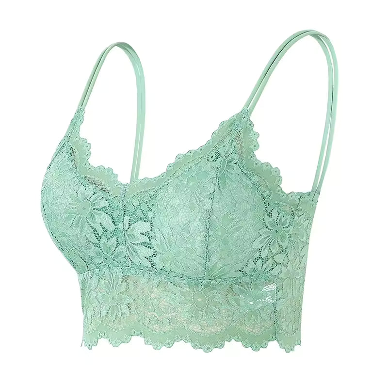 Lace Solid Color Vest Hollow Out Wireless Lingerie Seamless Bra