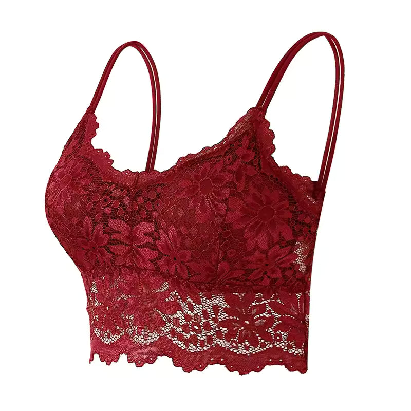 Lace Solid Color Vest Hollow Out Wireless Lingerie Seamless Bra