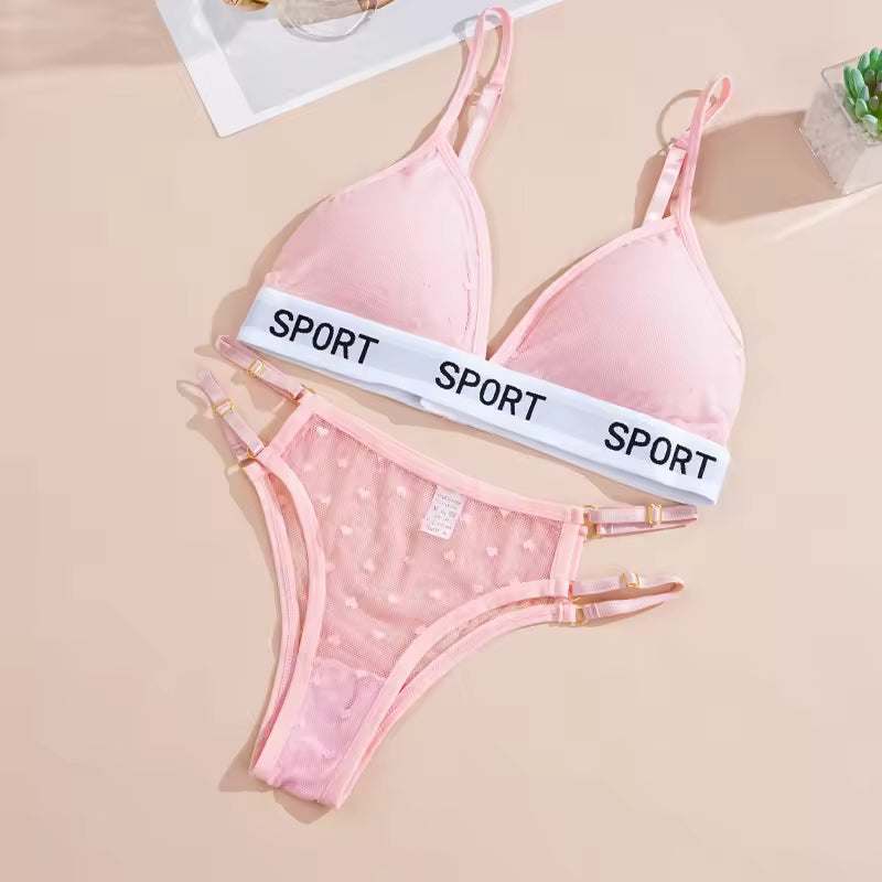 Lace Ultrathin Breathable Panties Deep V Bra Comfortable Underwear 2Pcs Transparent Lingerie Set