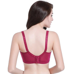 Lace steel ring push up adjustable breathable comfortable four rows buckle underwear bra