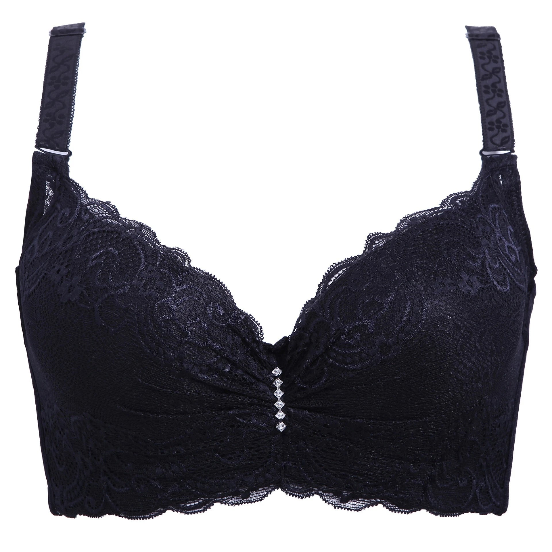 Lace steel ring push up adjustable breathable comfortable four rows buckle underwear bra