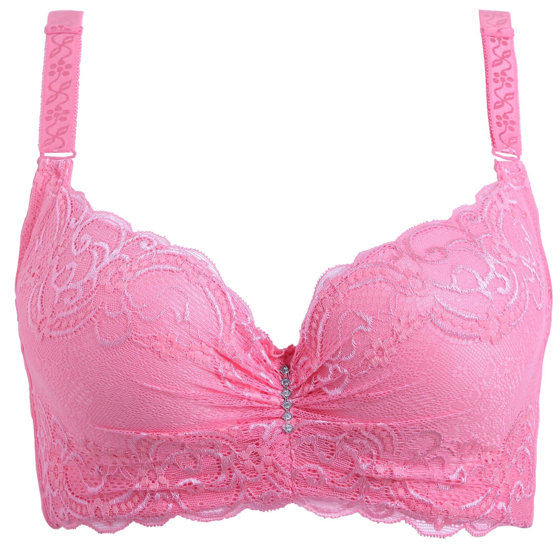 Lace steel ring push up adjustable breathable comfortable four rows buckle underwear bra