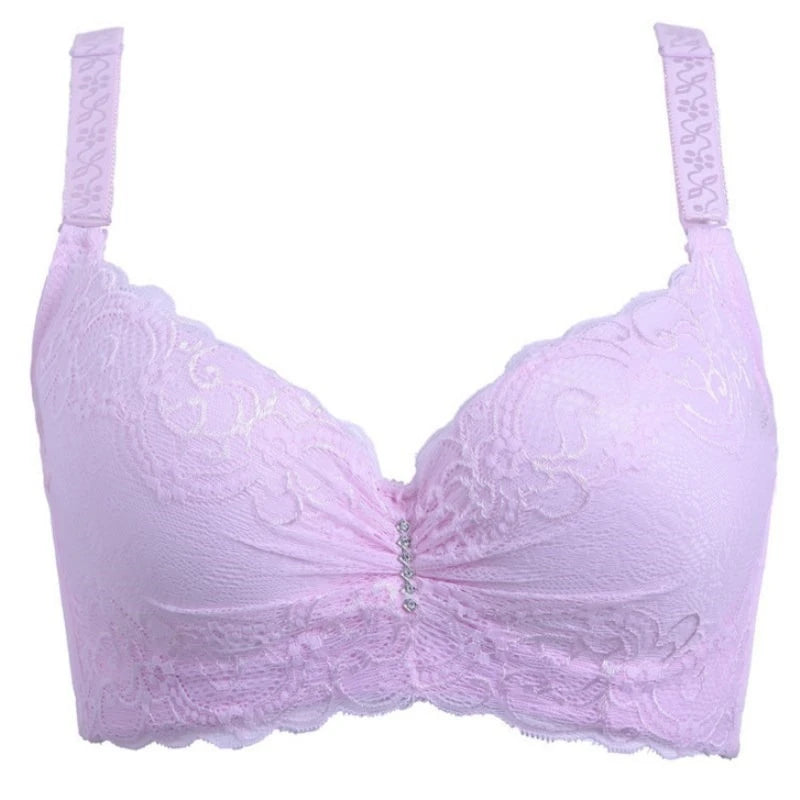 Lace steel ring push up adjustable breathable comfortable four rows buckle underwear bra