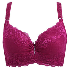 Lace steel ring push up adjustable breathable comfortable four rows buckle underwear bra