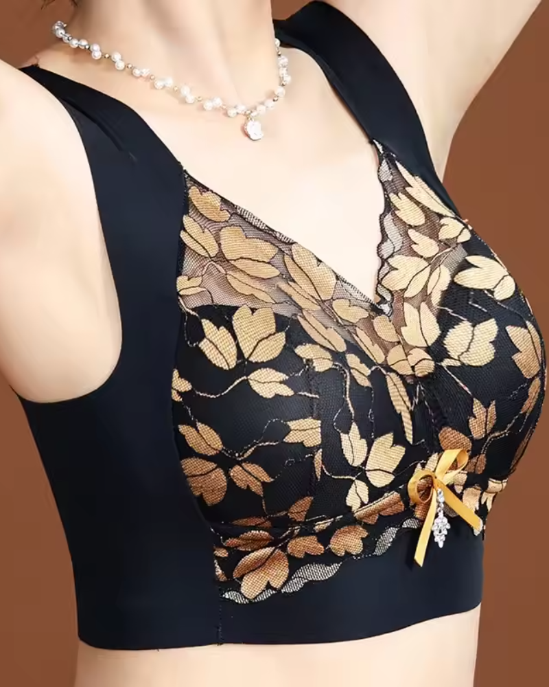 Large Breasts And Small Breasts Seamless No Wires Breast-Reducing Lace Bra