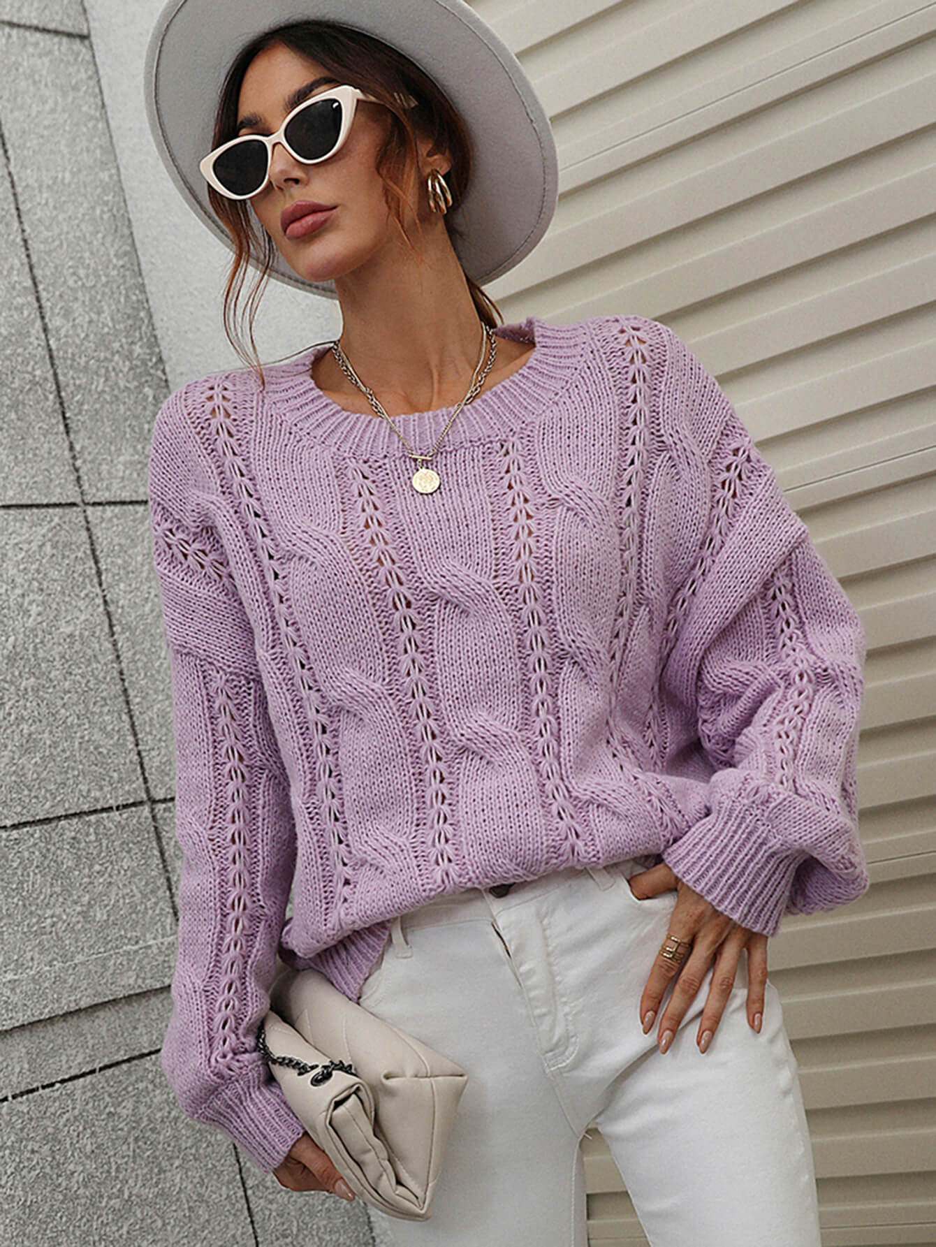ZINNY KNIT SWEATER - LAVENDER