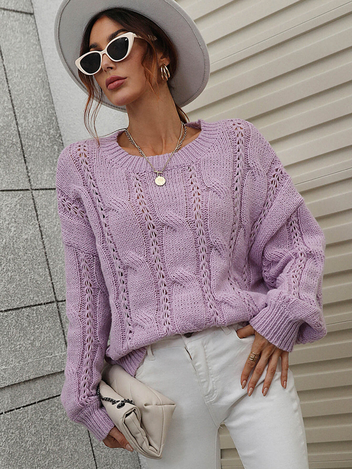 ZINNY KNIT SWEATER - LAVENDER