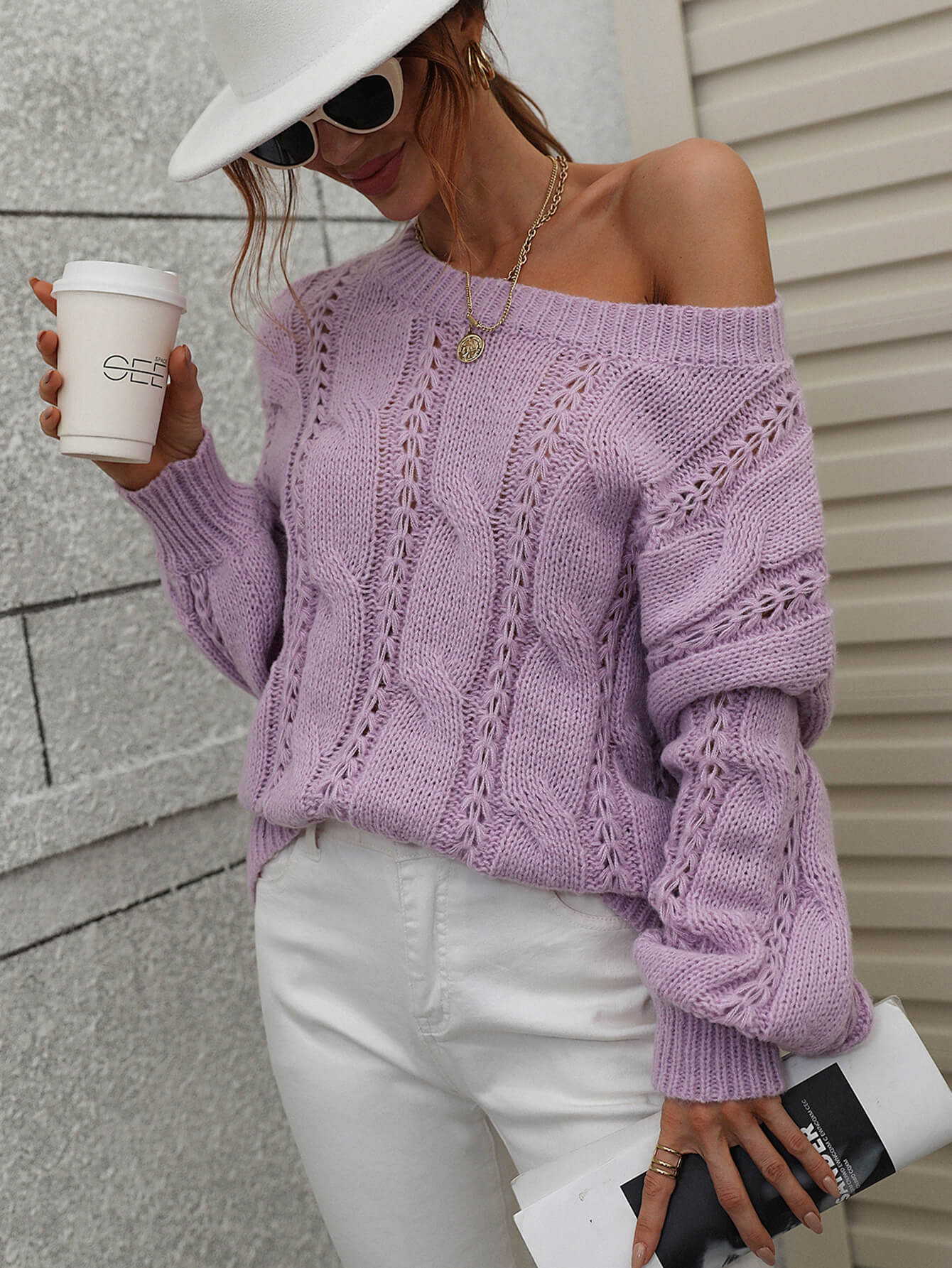ZINNY KNIT SWEATER - LAVENDER