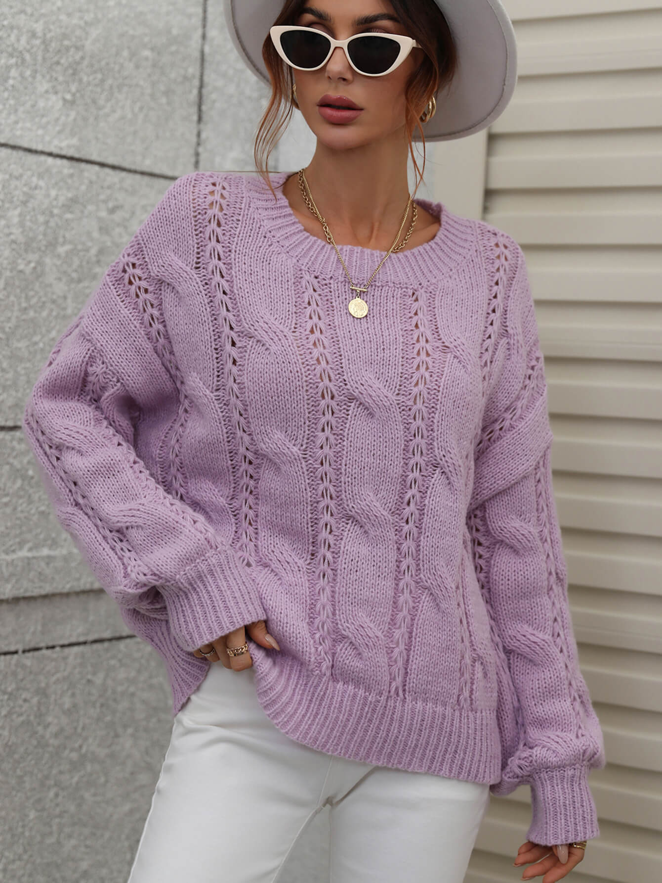 ZINNY KNIT SWEATER - LAVENDER