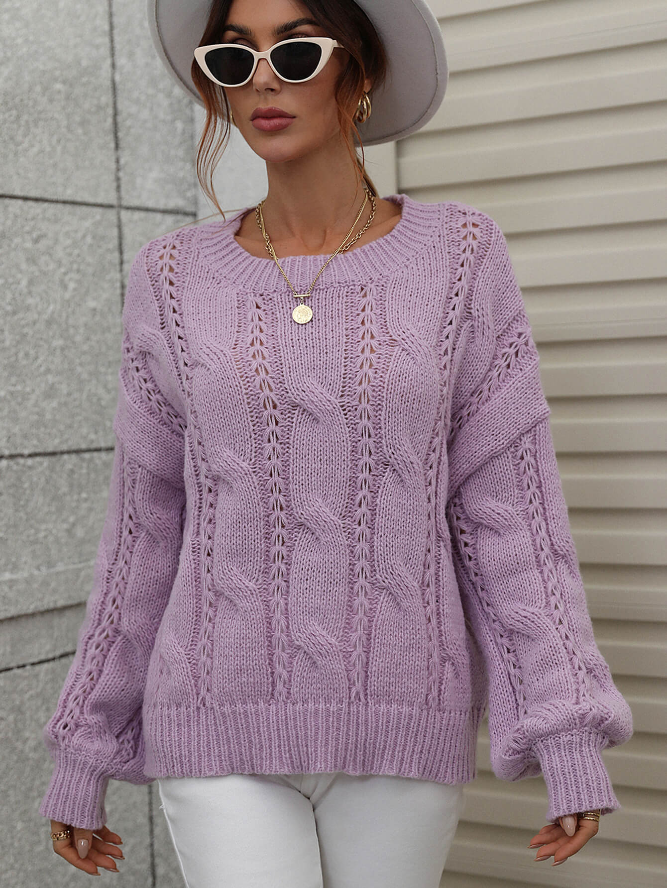 ZINNY KNIT SWEATER - LAVENDER