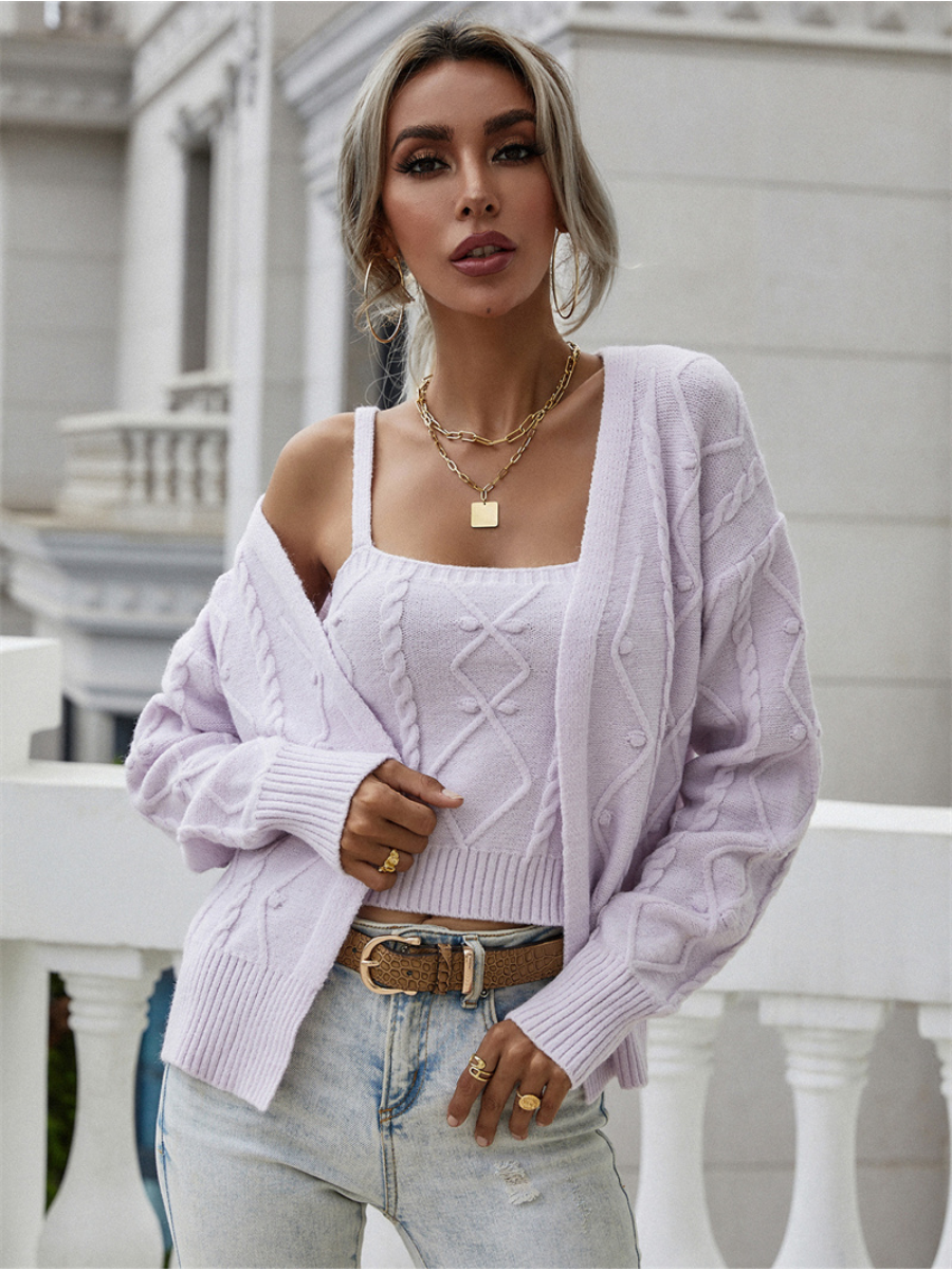 RACHAELS Knit Cardigan Set - Lavender