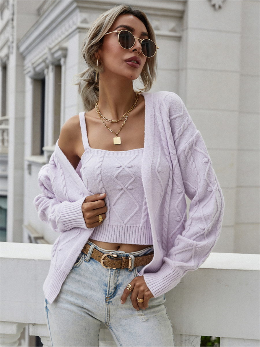 RACHAELS Knit Cardigan Set - Lavender
