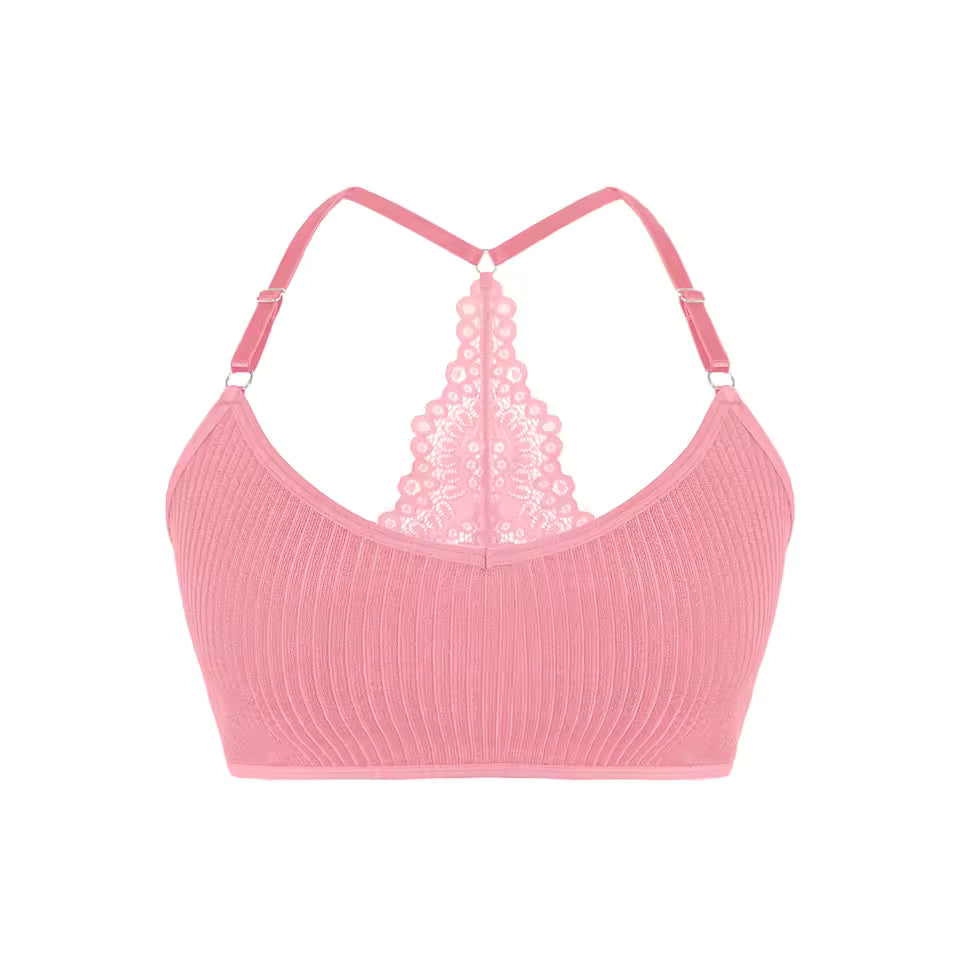 Lingerie Backless Ribbed Brassiere Breathable Camisole Solid Wireless Bras