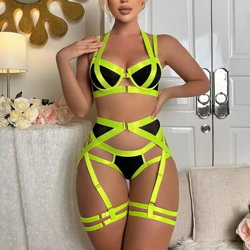 Lingerie Body Shaping Separates Solid Color Hollow Out Underwear Metal Sheet Bra Set