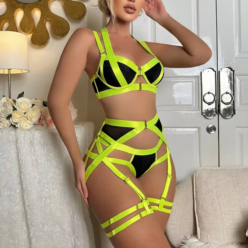 Lingerie Body Shaping Separates Solid Color Hollow Out Underwear Metal Sheet Bra Set