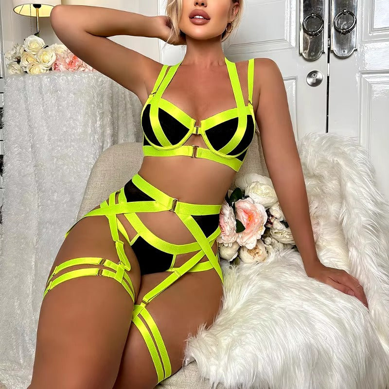 Lingerie Body Shaping Separates Solid Color Hollow Out Underwear Metal Sheet Bra Set