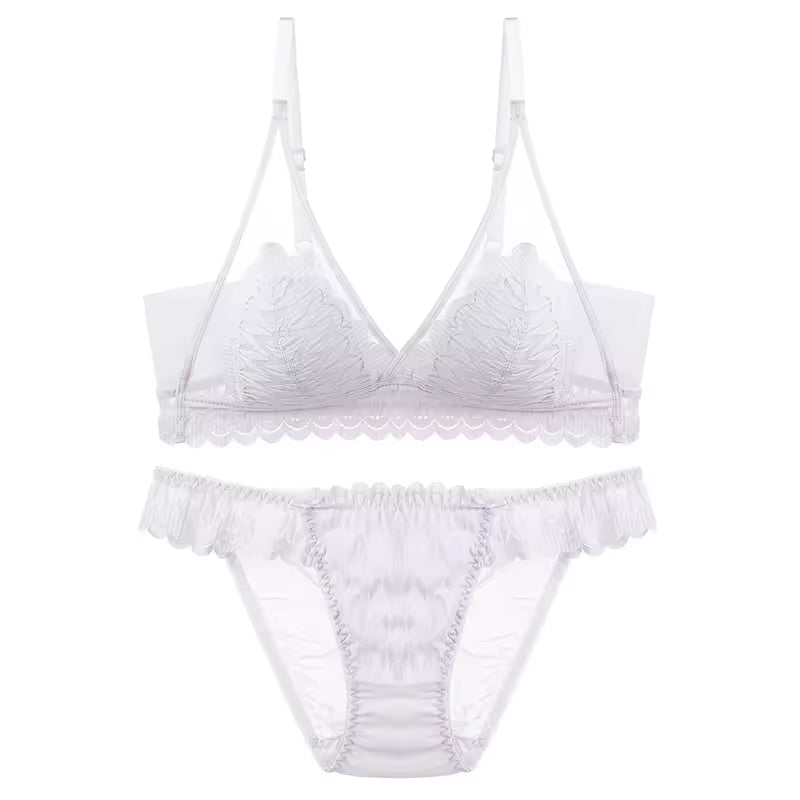 Lingerie Bralette Non-Wired Seamless Wireless Lightweight Comfort Fit Yoga Sleep Bra Set
