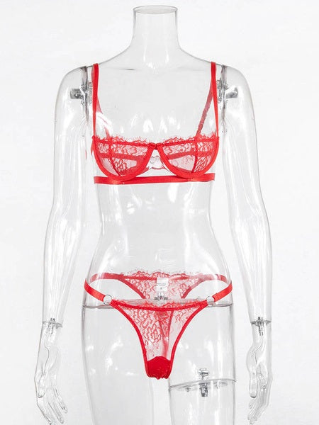 Bras Lace Cut Out 2 Piece Lingerie