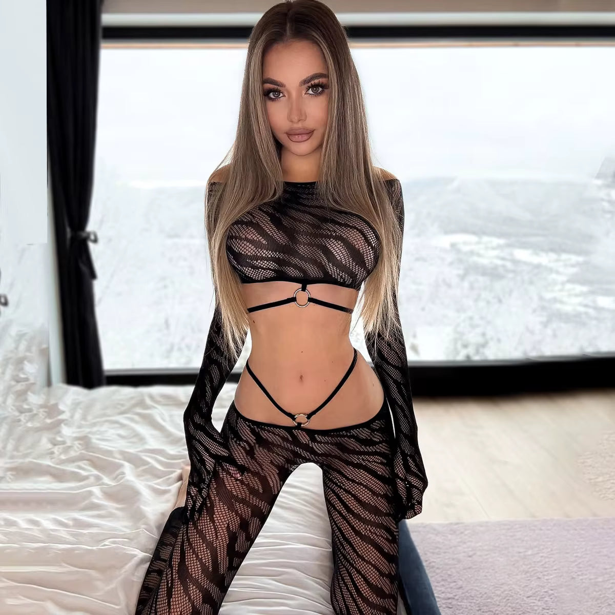 Lingerie Costumes Call Of The Night Sissy Full Body Mesh Outfits
