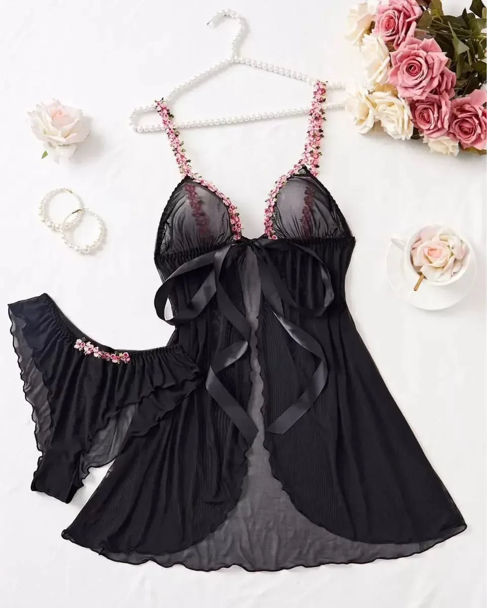 Lingerie Erotic Bra Lace Slim Pajamas Nightgown Nightwear Sleepwear