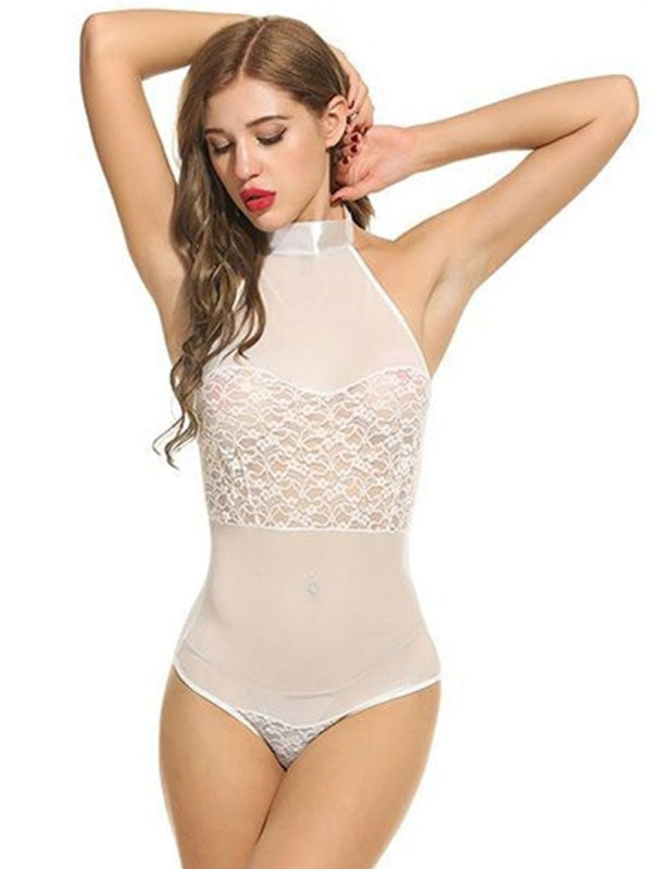 Lingerie Floral Print Lace up Backless Lace Teddies Sexy