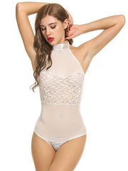 Lingerie Floral Print Lace up Backless Lace Teddies Sexy