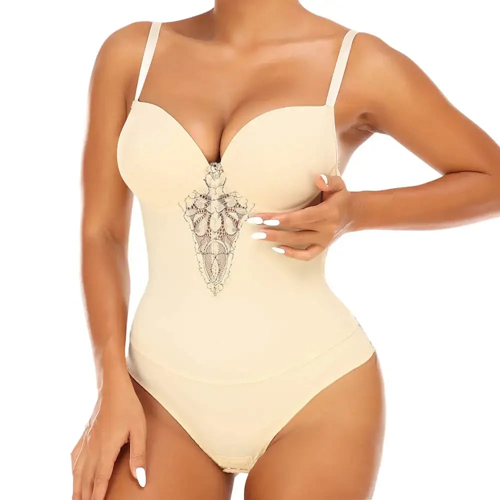 Lingerie Full Body Shapers Lace Open Crotch V-collar with Bras
