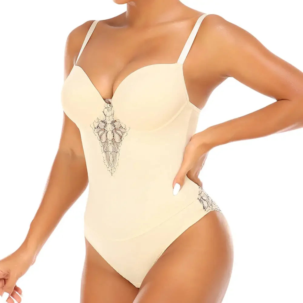 Lingerie Full Body Shapers Lace Open Crotch V-collar with Bras