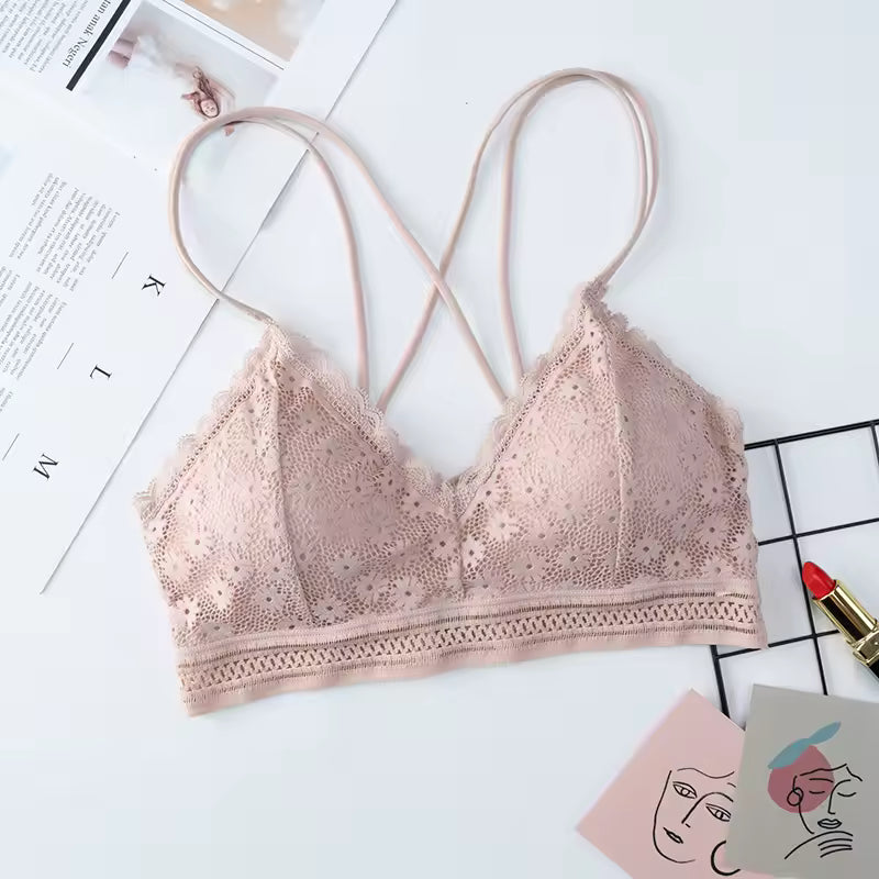 Lingerie Lace Bralette Wire Free Brassiere Push Up Underwear Padded Thin Shoulder Strap Bra