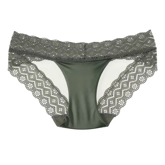 Lingerie Lace Brief Ice Silk Low Waist No Trace Transparent G String Soft Panties