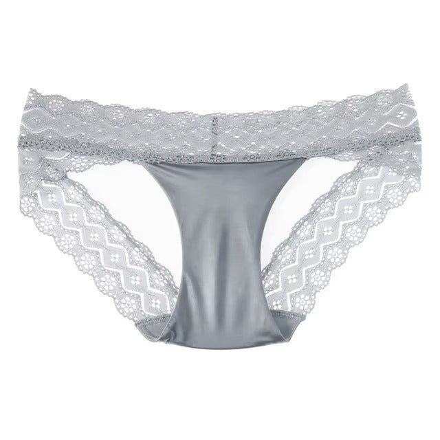 Lingerie Lace Brief Ice Silk Low Waist No Trace Transparent G String Soft Panties